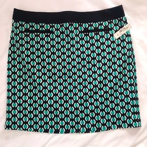 Worthington Black, White and Teal Skirt, Size 18